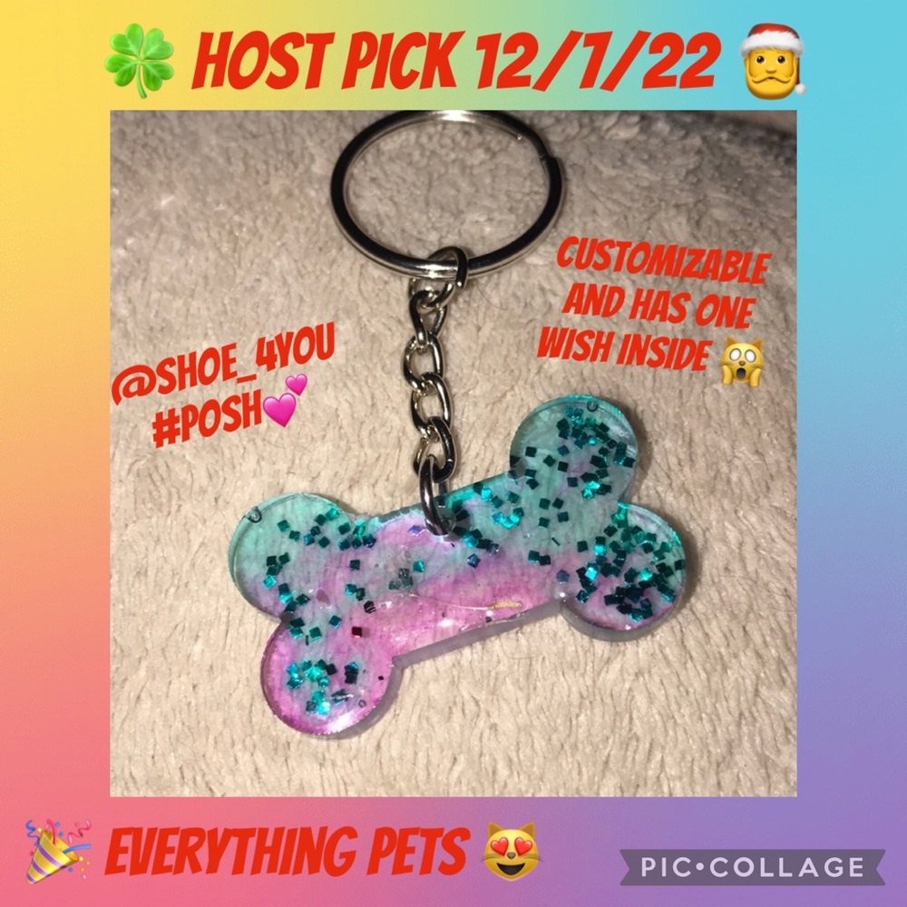 Custom epoxy bone 🦴 shaped keychain multi colored customizable New
